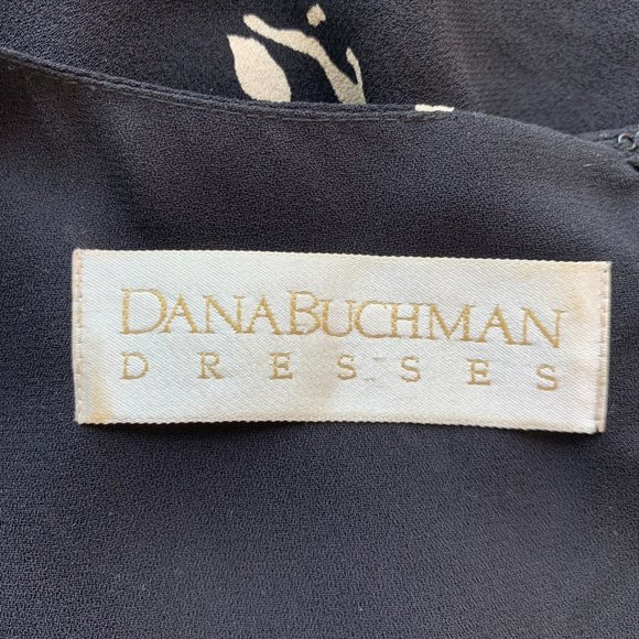 Vintage Dana Buchman Silk Black Floral Print Dress with Matching Belt - Picture 8 of 14